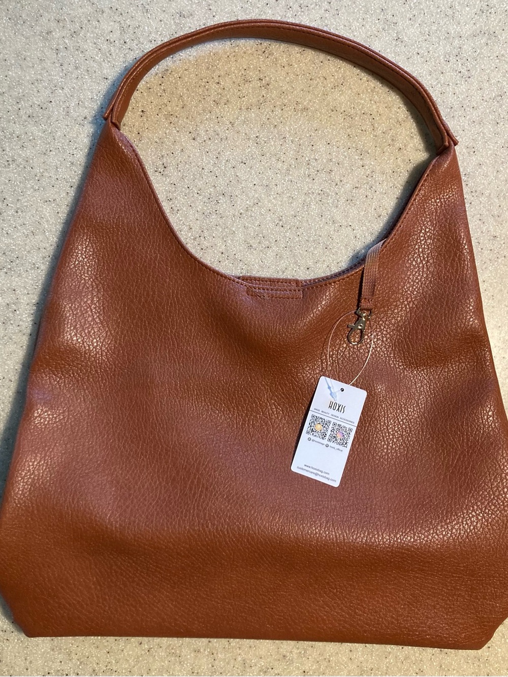 Structured Tan Leather Shoulder Hobo Bag